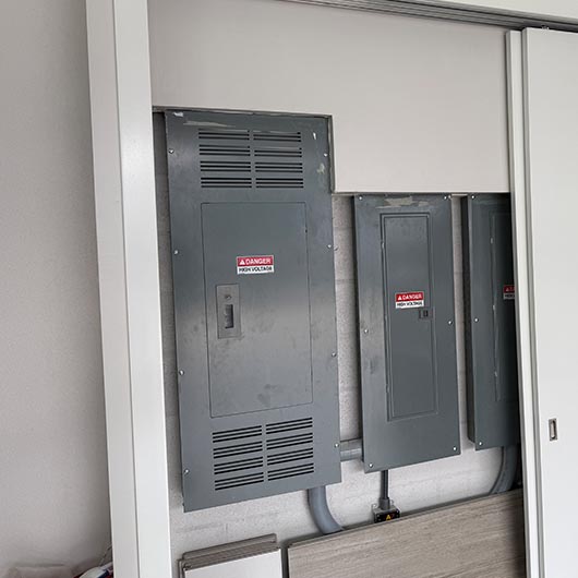 Electrical panel installed in wall