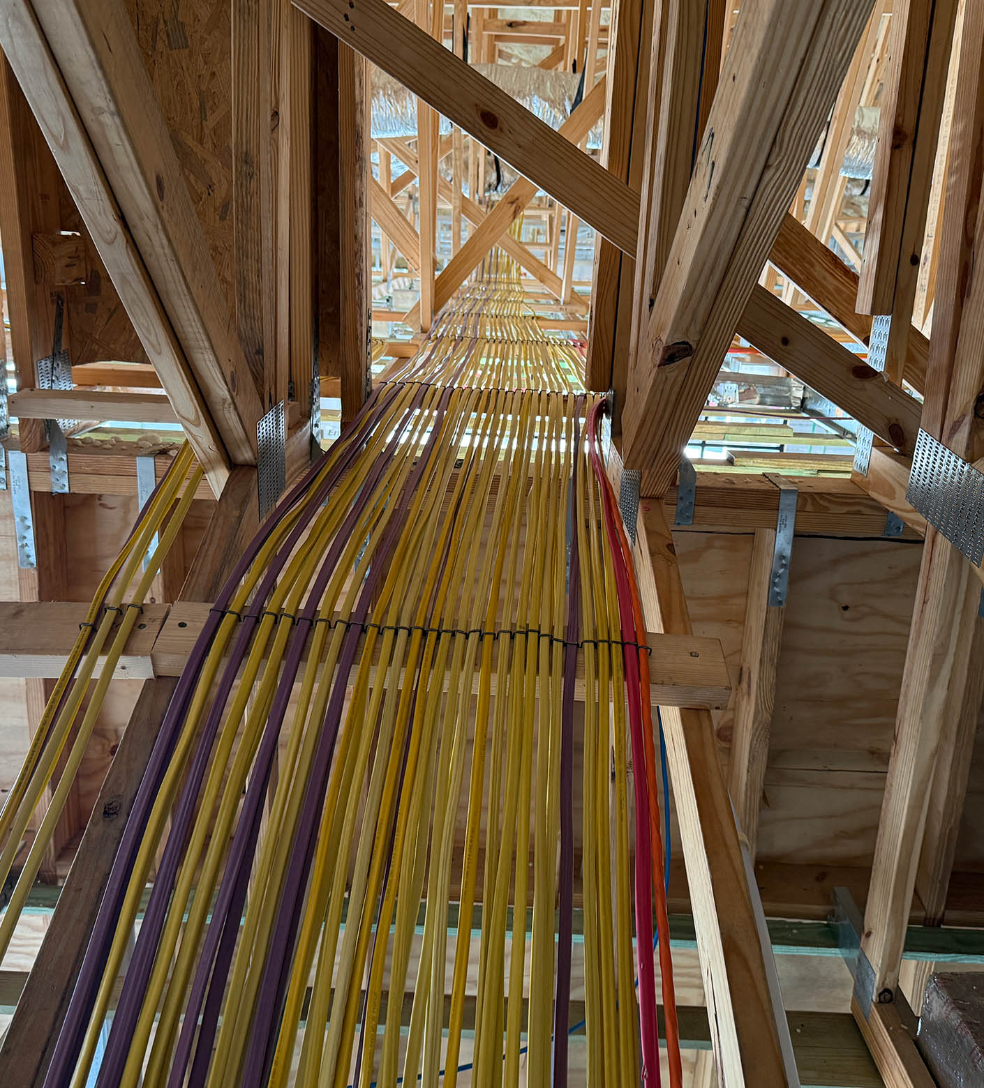 Electrical wiring run in custom Sanibel home by Mabry Brothers